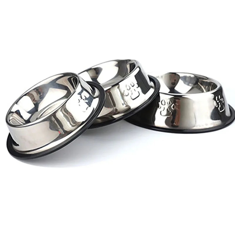 Stainless Steel Skidproof Pet Bowl Set - Anti-Ant Design for Dogs and Cats, Available in 6 Sizes