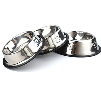 Stainless Steel Skidproof Pet Bowl Set - Anti-Ant Design for Dogs and Cats, Available in 6 Sizes