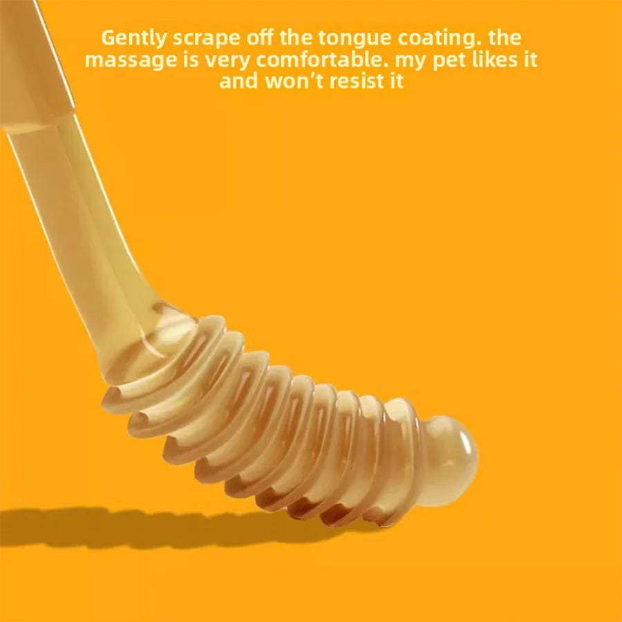 Silicone Pet Toothbrush Set - Soft Oral Care and Tongue Scraper for Dogs and Cats with Multi-Angle Cleaning Design