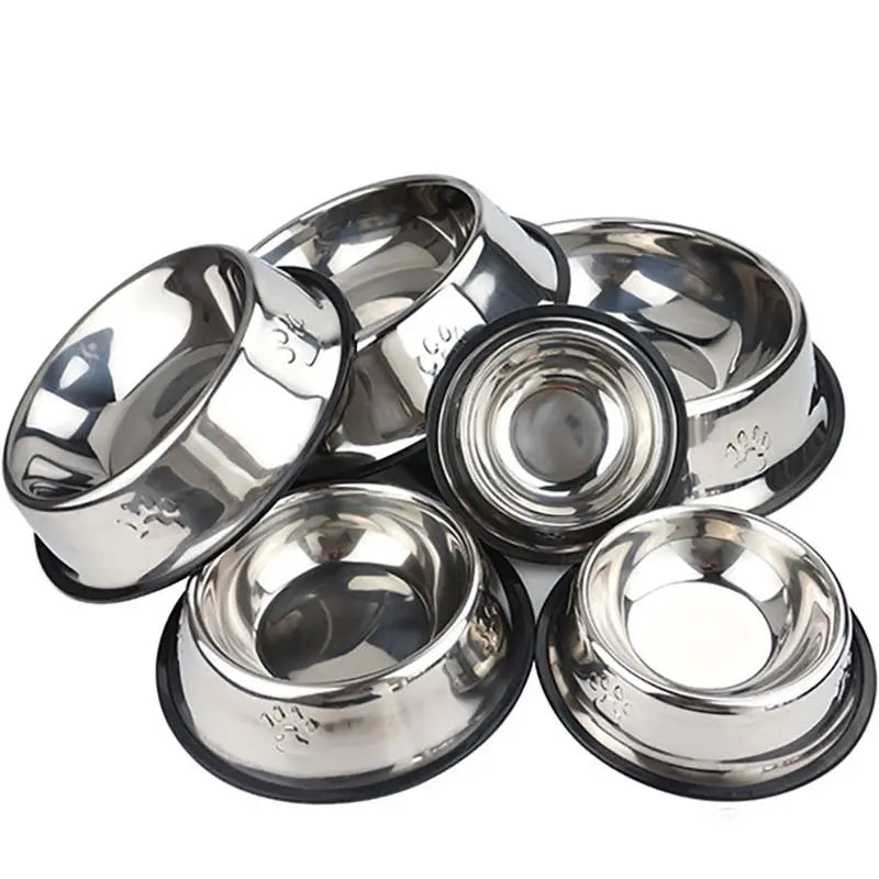 Stainless Steel Skidproof Pet Bowl Set - Anti-Ant Design for Dogs and Cats, Available in 6 Sizes