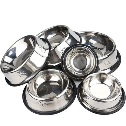 Stainless Steel Skidproof Pet Bowl Set - Anti-Ant Design for Dogs and Cats, Available in 6 Sizes