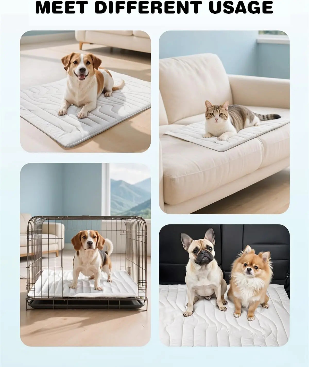 Cooling Mat for Large Dogs Q-MAX>0.4, 48" X 28" Thin Non-Gel Pet Cooling Pad, Washable Self-Chill Mat, Non-Slip & Foldable for Big Dog up to 80 Lbs