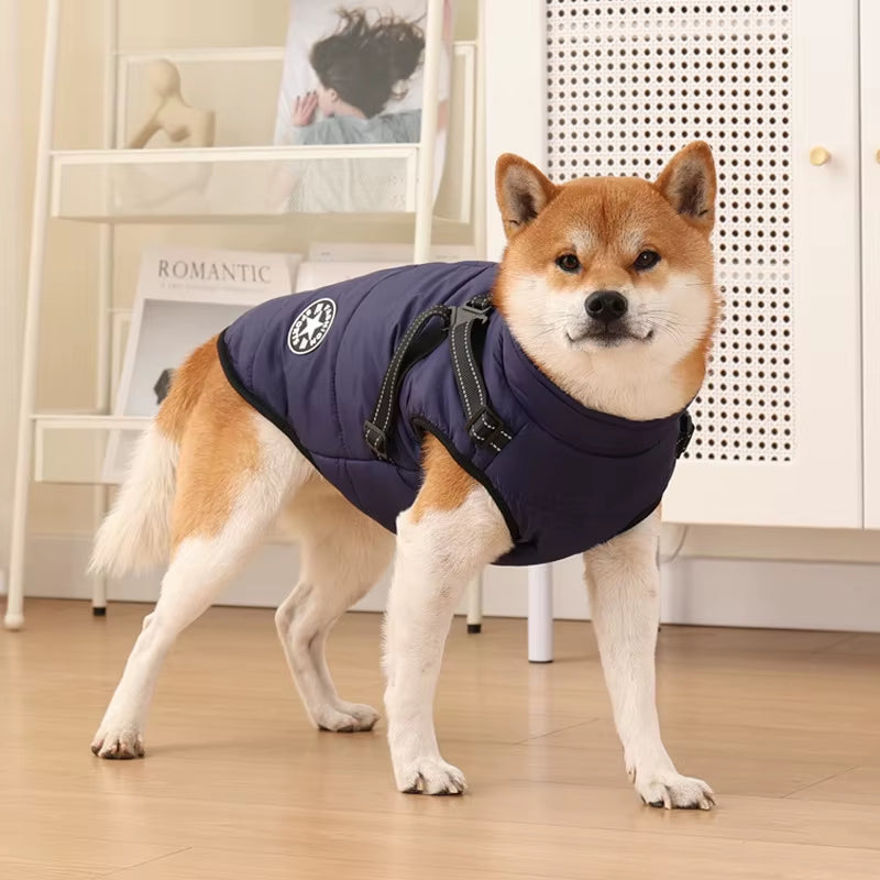 Premium Waterproof Winter Dog Jacket with Integrated Harness for Large Breeds and Small Dogs