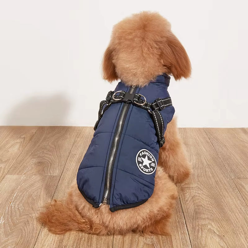 Premium Waterproof Winter Dog Jacket with Integrated Harness for Large Breeds and Small Dogs