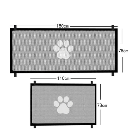 Dog Safety Mesh Gate with 4 Hook System for Indoor and Outdoor Pet Enclosure