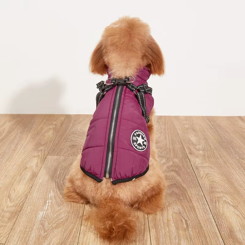 Premium Waterproof Winter Dog Jacket with Integrated Harness for Large Breeds and Small Dogs