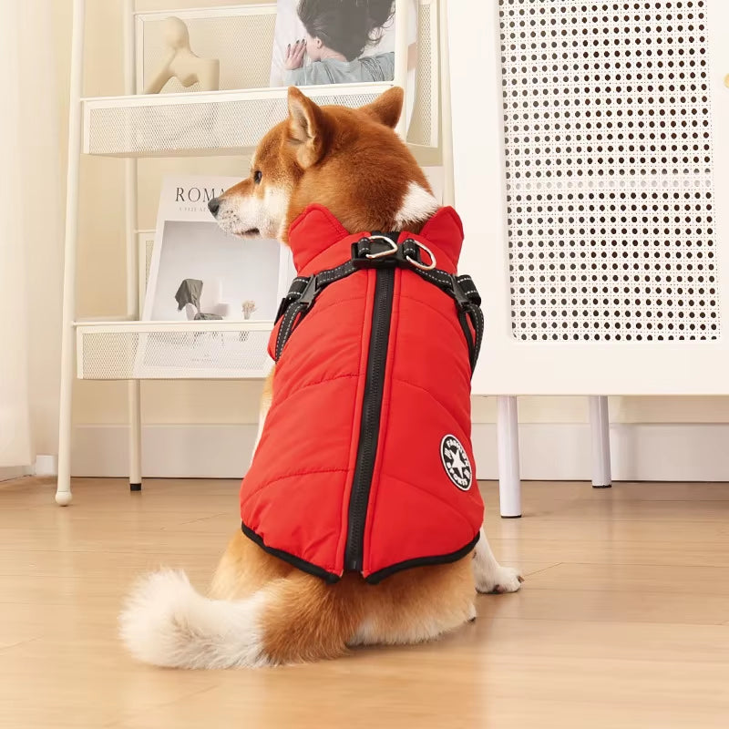 Premium Waterproof Winter Dog Jacket with Integrated Harness for Large Breeds and Small Dogs