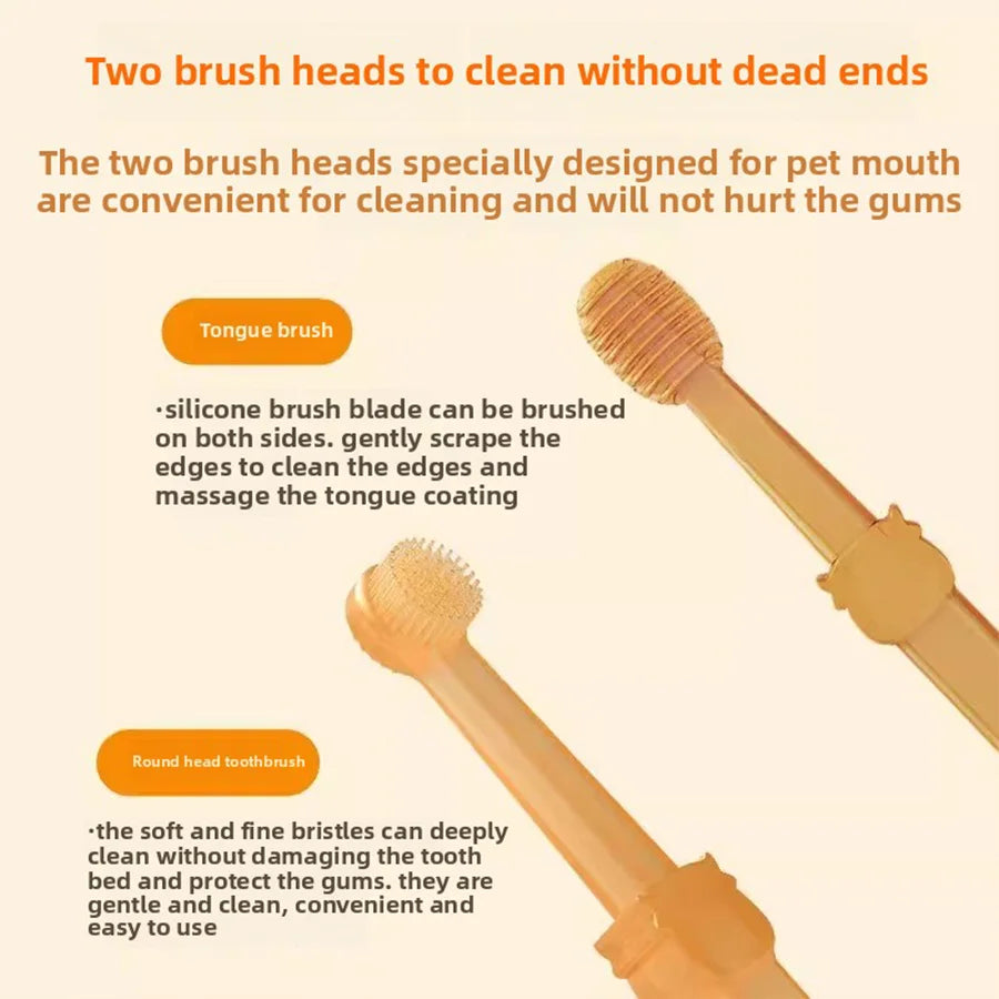 Silicone Pet Toothbrush Set - Soft Oral Care and Tongue Scraper for Dogs and Cats with Multi-Angle Cleaning Design