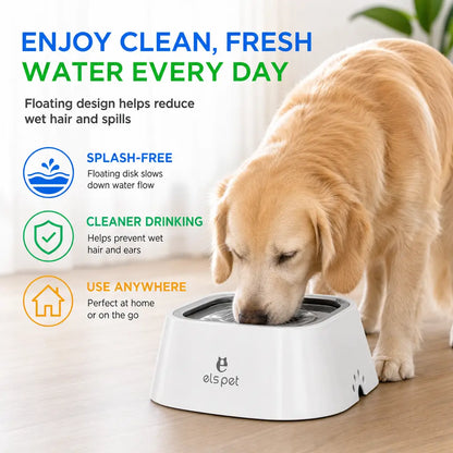 No Spill Dog Water Bowl Floating Water Bowl Splash Free Pet Drinking Bowl Slow Water Feeder anti Splash Dog Bowl Large Capacity Cat Water Bowl Mess Free anti Slip Travel Water Bowl for Dogs Cats