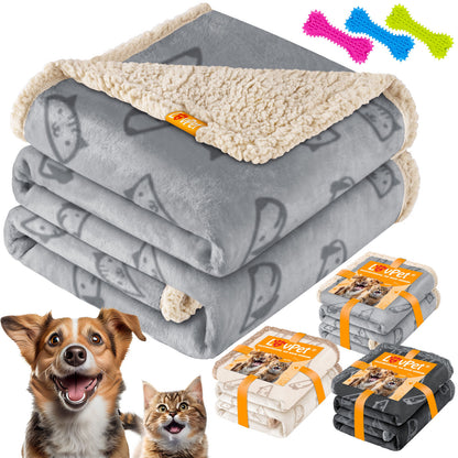 LOVPET® Hunde Decke Wasserdicht Haustier Trockenbett Fleece, 3X Spielzeugknoch