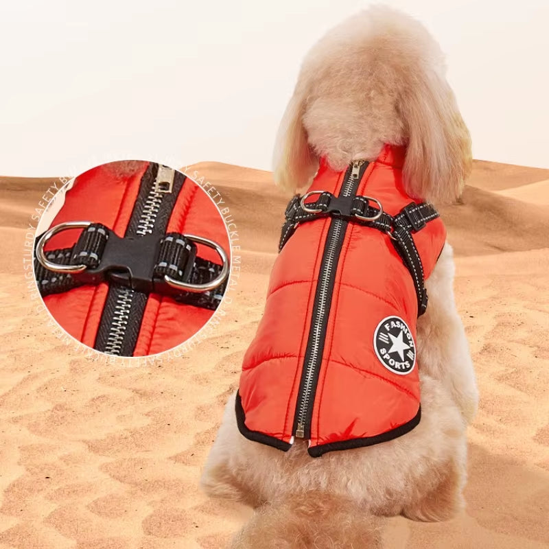 Premium Waterproof Winter Dog Jacket with Integrated Harness for Large Breeds and Small Dogs