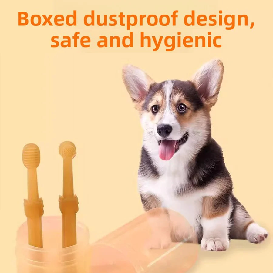 Silicone Pet Toothbrush Set - Soft Oral Care and Tongue Scraper for Dogs and Cats with Multi-Angle Cleaning Design