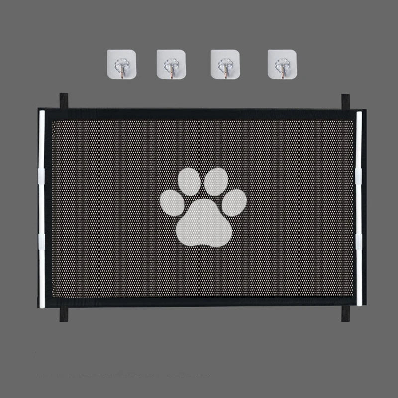 Dog Safety Mesh Gate with 4 Hook System for Indoor and Outdoor Pet Enclosure