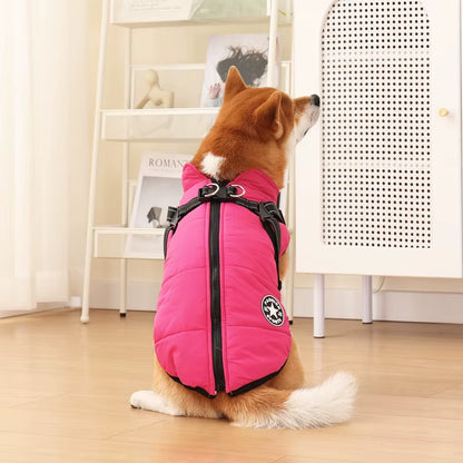 Premium Waterproof Winter Dog Jacket with Integrated Harness for Large Breeds and Small Dogs