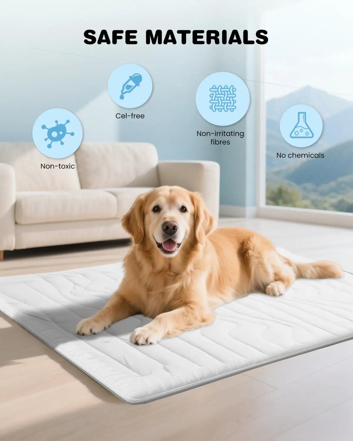 Cooling Mat for Large Dogs Q-MAX>0.4, 48" X 28" Thin Non-Gel Pet Cooling Pad, Washable Self-Chill Mat, Non-Slip & Foldable for Big Dog up to 80 Lbs