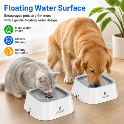 No Spill Dog Water Bowl Floating Water Bowl Splash Free Pet Drinking Bowl Slow Water Feeder anti Splash Dog Bowl Large Capacity Cat Water Bowl Mess Free anti Slip Travel Water Bowl for Dogs Cats