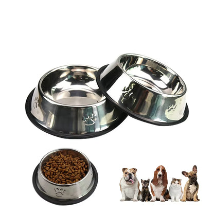 Stainless Steel Skidproof Pet Bowl Set - Anti-Ant Design for Dogs and Cats, Available in 6 Sizes