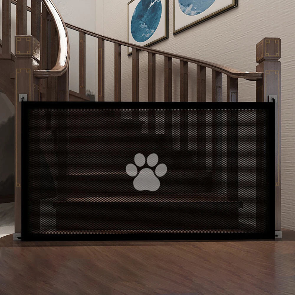 Dog Safety Mesh Gate with 4 Hook System for Indoor and Outdoor Pet Enclosure