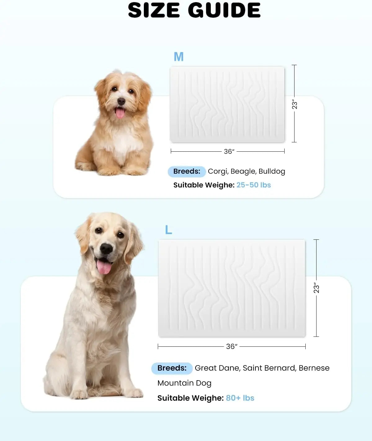 Cooling Mat for Large Dogs Q-MAX>0.4, 48" X 28" Thin Non-Gel Pet Cooling Pad, Washable Self-Chill Mat, Non-Slip & Foldable for Big Dog up to 80 Lbs