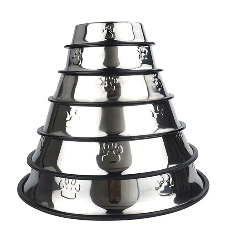 Stainless Steel Skidproof Pet Bowl Set - Anti-Ant Design for Dogs and Cats, Available in 6 Sizes