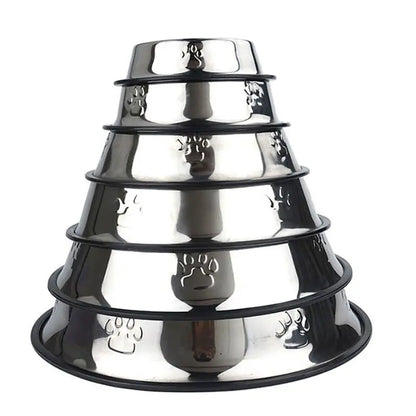 Stainless Steel Skidproof Pet Bowl Set - Anti-Ant Design for Dogs and Cats, Available in 6 Sizes