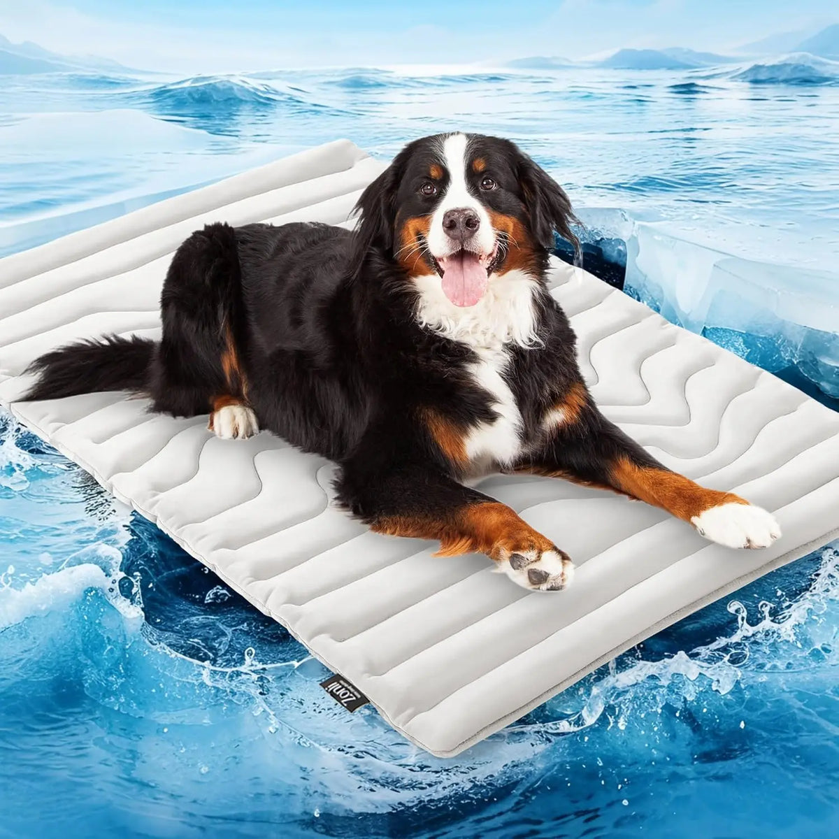 Cooling Mat for Large Dogs Q-MAX>0.4, 48" X 28" Thin Non-Gel Pet Cooling Pad, Washable Self-Chill Mat, Non-Slip & Foldable for Big Dog up to 80 Lbs