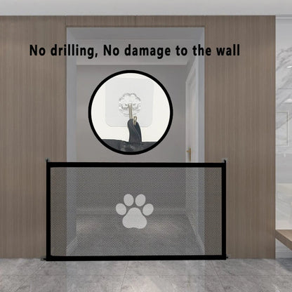 Dog Safety Mesh Gate with 4 Hook System for Indoor and Outdoor Pet Enclosure