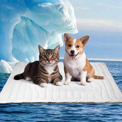 Cooling Mat for Large Dogs Q-MAX>0.4, 48" X 28" Thin Non-Gel Pet Cooling Pad, Washable Self-Chill Mat, Non-Slip & Foldable for Big Dog up to 80 Lbs
