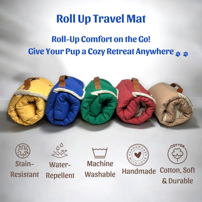 Travel Dog Mat - Handmade Cotton, Stain and Water Resistant